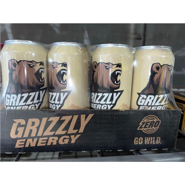 CASE LOT - Grizzly Energy zero sugar strawberry kiwi caffeinated energy drink 12 x 473ml
