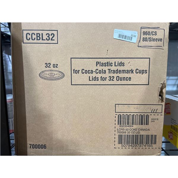 CASE LOT - Plastic lids for Coca-Cola Trademark cups 960 lids for 32 ounce