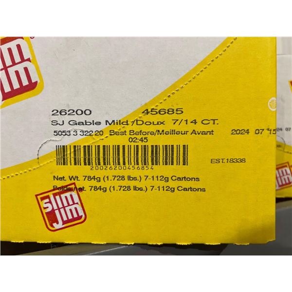 CASE LOT - Slim Jim Gable Mild Snack Size Sausage Sticks 7 x 112g