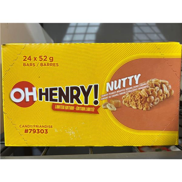 CASE LOT - OH Henry Nutty limited edition Crunchy peanuts wrapped in chewy caramel Candy 24 x 52 g