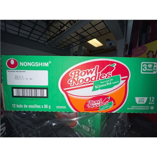 CASE LOT - Nongshim Bowl noodles spicy kimchi flavour 12 x 86g