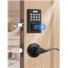 Image 1 : Tinewa Fingerprint Entry Door Lock, Black Smart Lock Front Door Handle Sets Lever, Electronic Digita