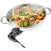 Image 1 : Electric Skillet By Cucina Pro - 18/10 Stainless Steel Frying Pan with Tempered Glass Lid and Handle