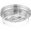 Image 1 : Prominence Home Madalyn 13" Brushed Nickel Flush Mount Clear Square Glass Drum Ceiling Light - 51536