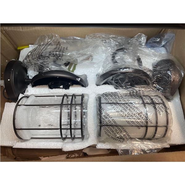 Black Metal Wire and Glass Wall Mounted Lights 2 Pack