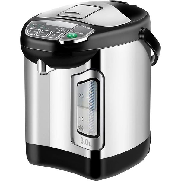 NutriChefKitchen Electric Water Boiler and Warmer - 3L/3.17 Qt Stainless Steel Electric Hot Water Di