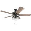 Image 1 : Prominence Home Briarcrest, 52 Inch Farmhouse LED Ceiling Fan with Light, Pull Chain, Three Mounting
