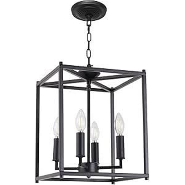Lucidce 4 Lights Pendant Light Fixture Foyer Lighting, Black Kitchen Island Chandelier Farmhouse Lig