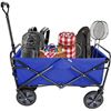 Image 1 : LIVINGbasics Collapsible Folding Wagon Beach Outdoor Wagon Utility Garden Shopping Cart, Blue (PHOTO