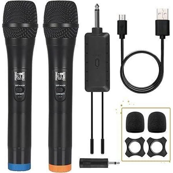 Wireless Microphone, ALPOWL Professional Dual UHF Cordless Microphone Wireless mic System for Karaok