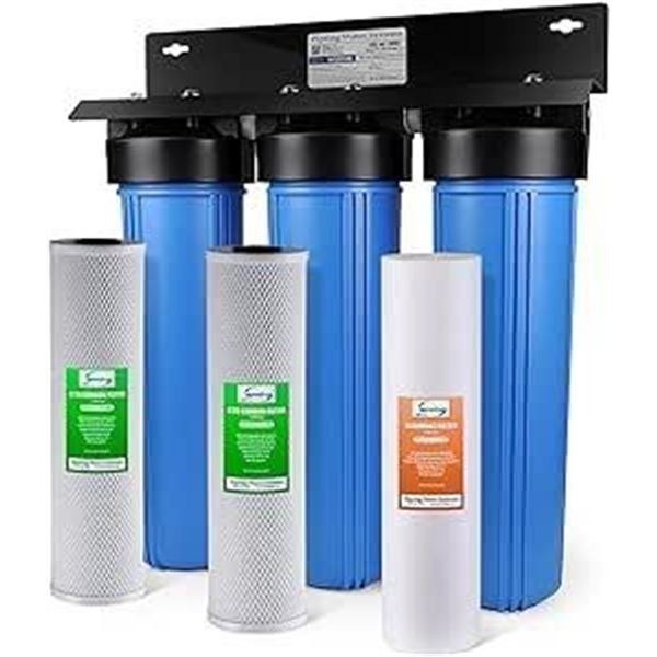 iSpring WGB32B 3-Stage Whole House Water Filter System w/ 20-Inch Sediment and Carbon Block Filters