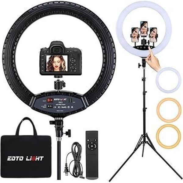 19 inch LED Ring Light LCD Display Touch Screen with Tripod Stand Dimmable Makeup Selfie Ring Light 