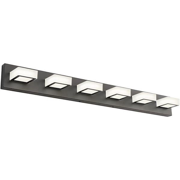 Ralbay Modern Matte Black Bathroom Vanity Light Fixtures 6 Lights Acrylic Modern LED Black Vanity Li