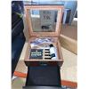 Image 2 : Glass Top Handcrafted Cedar Humidor with Front Digital Hygrometer, Humidifier Solution, and Accessor