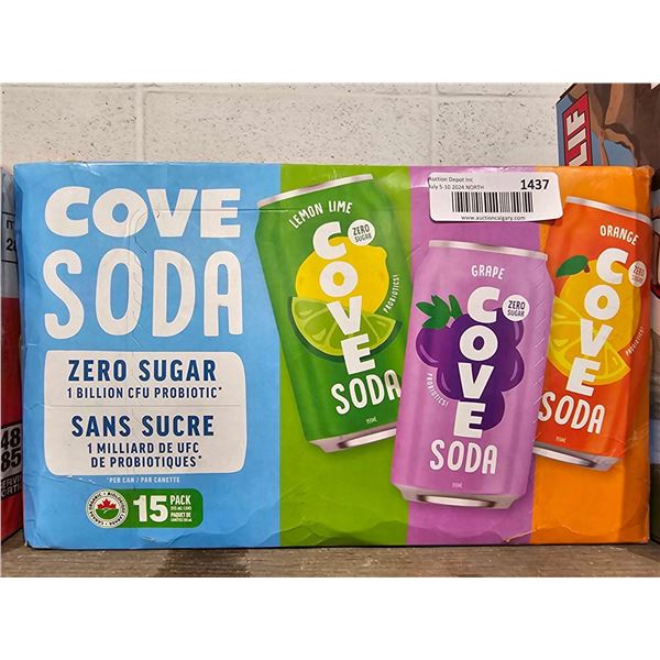 Cove Soda Zero Sugar Assorted Flavor 15 Pack  15x355ml