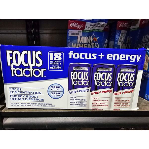 Focus Factor ero Sugar  Energy Drinks 18x355 ml - Assorted Flavors