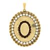 Image 1 : Vintage 14K Gold Garnet & Pearl Large Textured Oval Reversible Locket Pendant