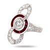 Image 2 : 0.70 ctw Diamond and 1.36 ctw Ruby Platinum Ring (1.70 ctw Diamonds)