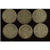 1948, 49,50,51,52 & 1953 AUSTRALIA SILVER 3 PENCE