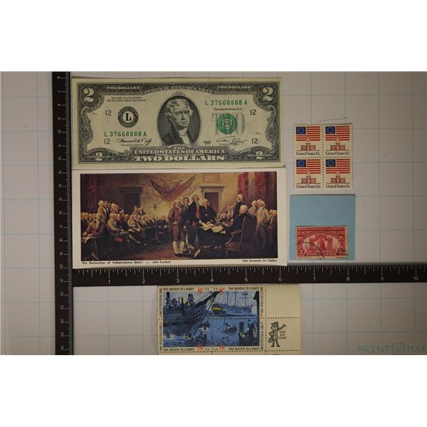 1976 US $2 GREEN SEAL WITH 1776 TWO CENT CANCELLED