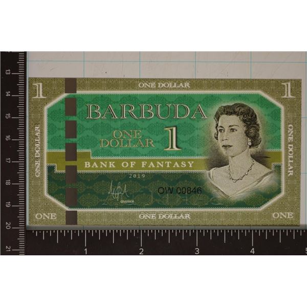 2019 BARBUDA BANK OF FANTASY $1 CRISP UNC