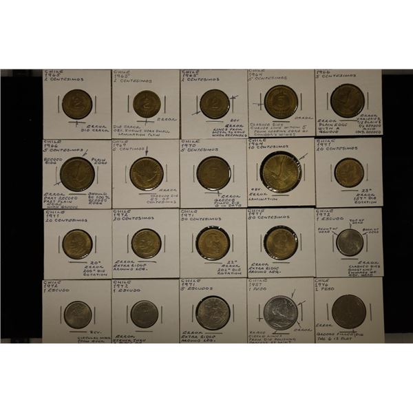 ERROR 20 CHILE 3-1965-TWO CENTISMOS, 5-FIVE