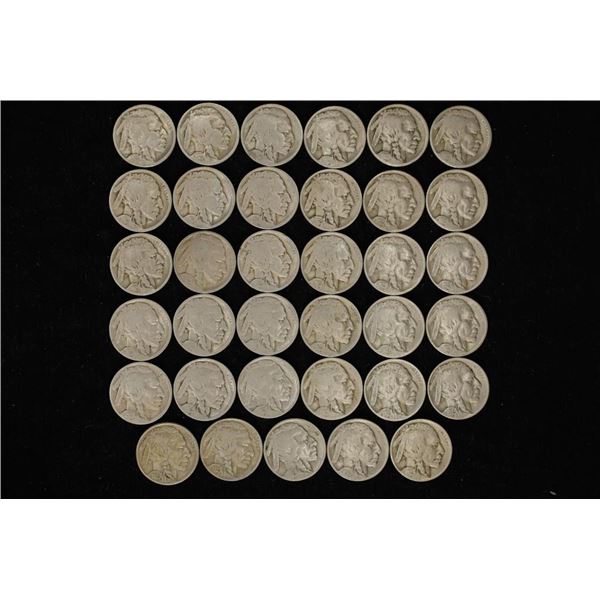 35 ASSORTED BUFFALO NICKELS: 1920-1929