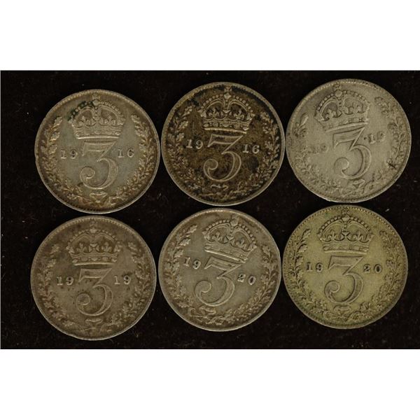 2-1916, 2-1919 & 2-1920 GREAT BRITAIN SILVER 3