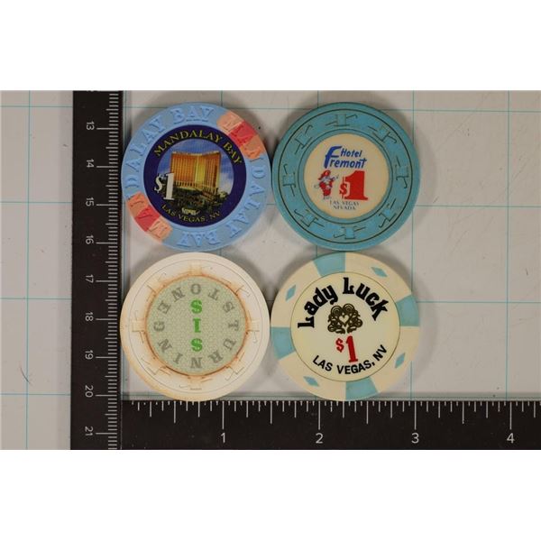 4-$1 PLASTIC CASINO GAMING TOKENS: MANDALAY BAY,