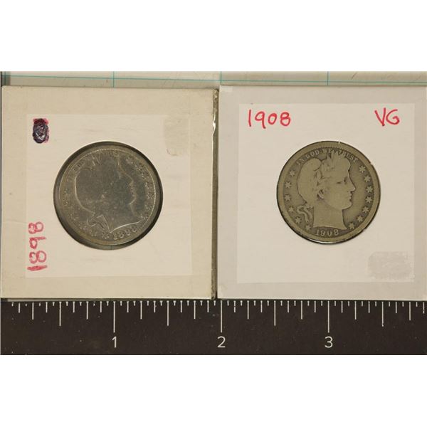 1898 & 1908 SILVER BARBER QUARTERS