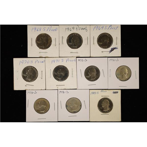10-PROOF WASHINGTON QUARTERS: 1968-1983