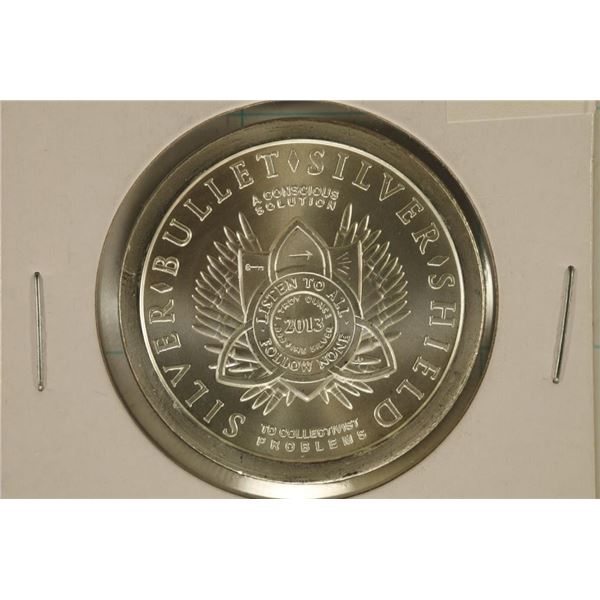 1 TROY OZ .999 FINE SILVER UNC ROUND SILVER BULLET