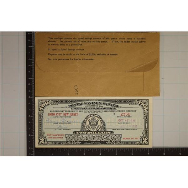 A NICE 1938 POSTAL SAVINGS SYSTEM BOND INSIDE A