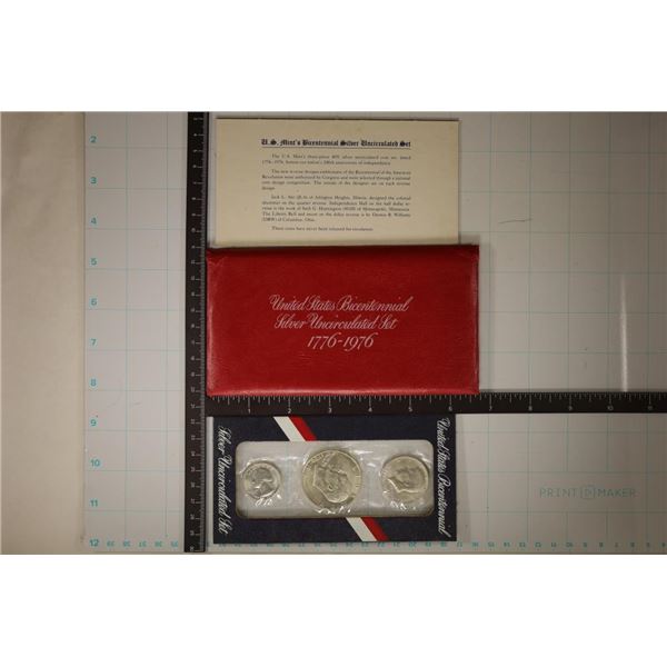 1976-S BICENTENNIAL 3 PIECE SILVER UNC SET