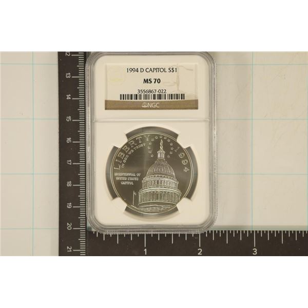 1994-D US CAPITOL SILVER DOLLAR NGC MS70