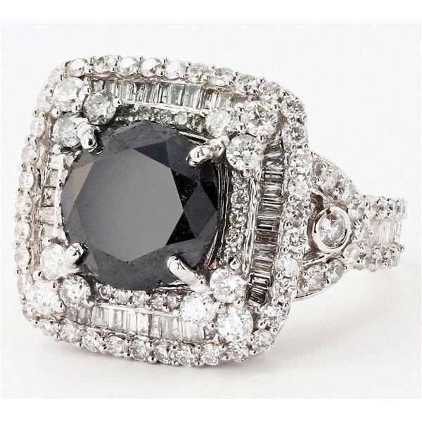 4.82CT BLACK CENTER DIA 14K WHITE GOLD RING