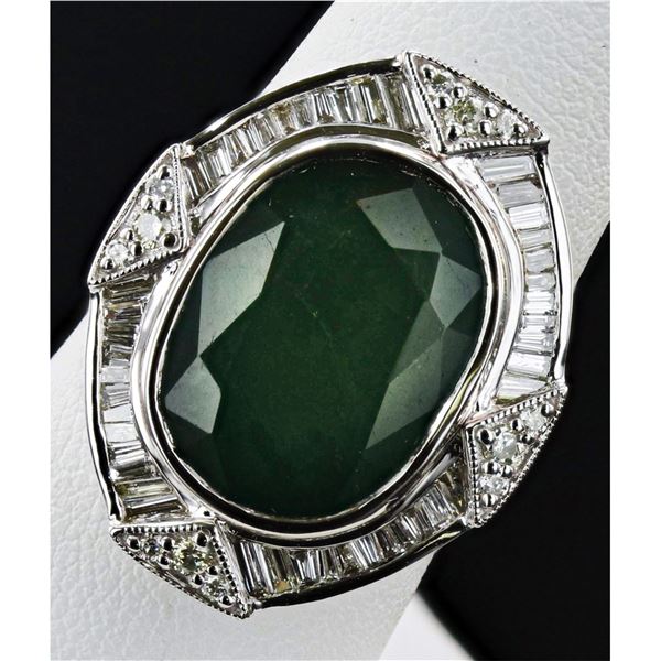10.42CT EMERALD & 0.98CTW DIAMOND 14K GOLD RING