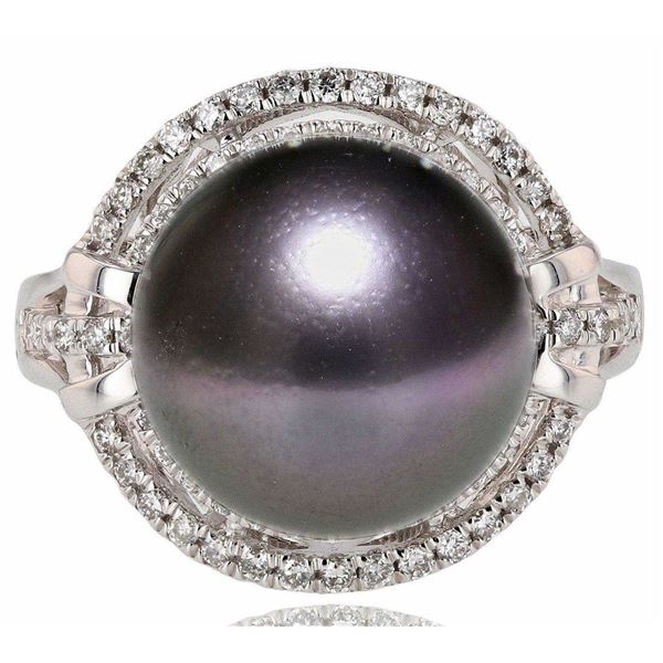 12MM TAHITIAN PEARL & 0.37CTW DIA 14K GOLD RING
