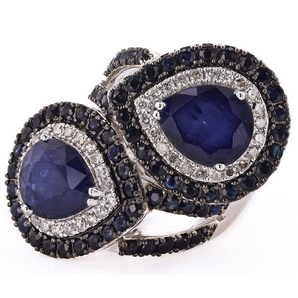 10.57CTW BLUE SAPPHIRE & 0.70CTW DIA 14K GOLD RING