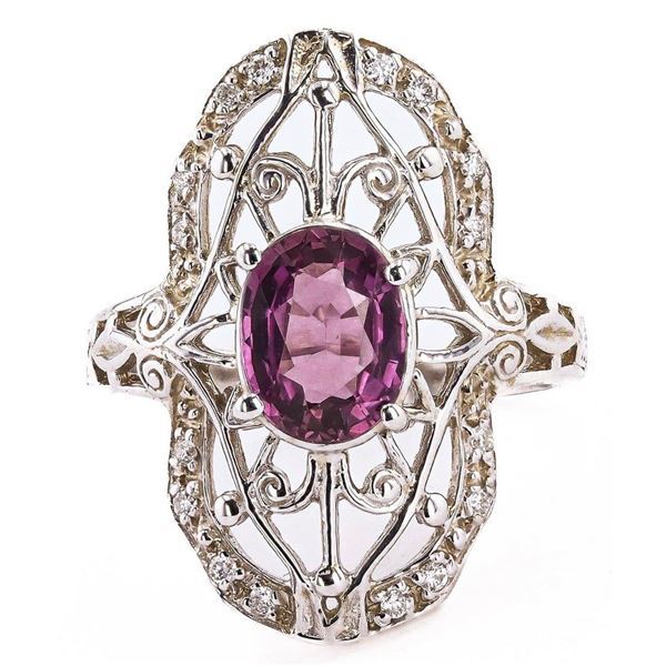 1.71CT PURPLE SAPPHIRE & 0.10CTW DIA 14K GOLD RING