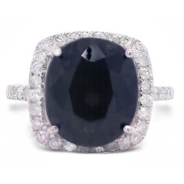 10.26CT BLUE SAPPHIRE & 0.72CTW DIA 14K GOLD RING