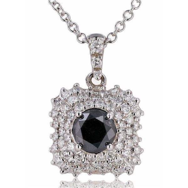 2.16CT BLACK DIAMOND 1.18CTW DIA 18K GOLD NECKLACE