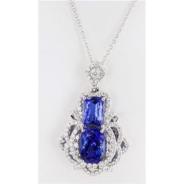 PLATINUM 8.9CT TANZANITE & 1.4CTW DIAMOND NECKLACE