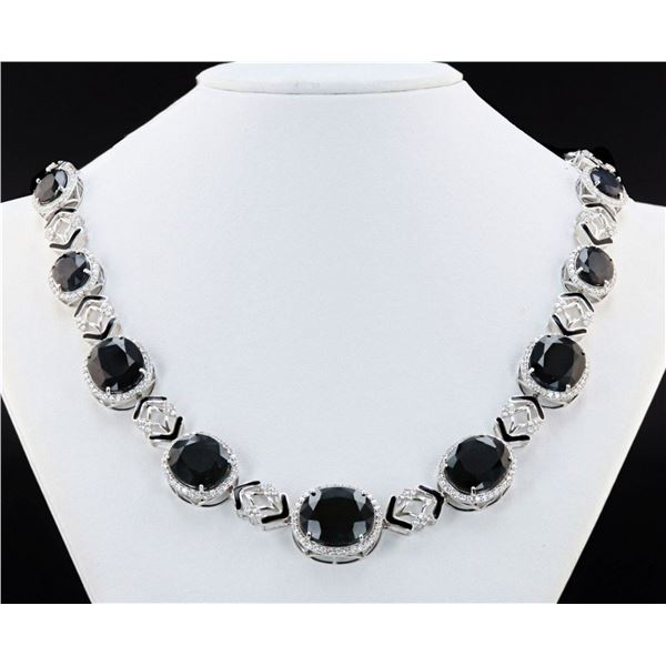 98.93CTW SAPPHIRE & 6.52CTW DIA 18K GOLD NECKLACE