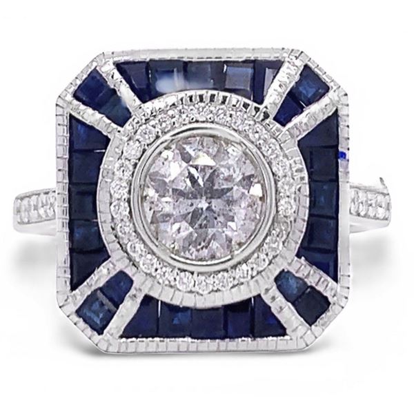 0.81CT DIAMOND & 1.43CTW SAPPHIRE 18K GOLD RING