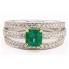 Image 1 : 0.70CT EMERALD & 0.48CTW DIAMOND 18K GOLD RING