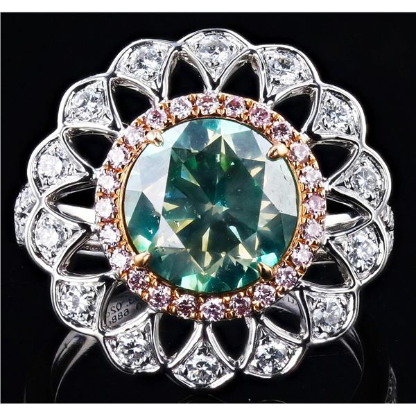 18K GOLD 3.02CT GREY SI3 DIAMOND RING 3.70CTW