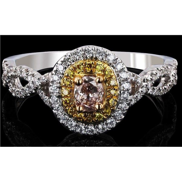 18K GOLD 0.21CTW PINK DIAMOND 0.51CTW RING GIA