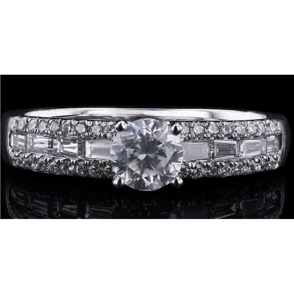 0.53CT SI2 CENTER DIAMOND 18K WHITE GOLD RING