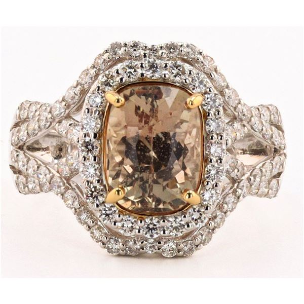 3.15CT UNHEATED SAPPHRE & 1.0CTW DIA 18K GOLD RING